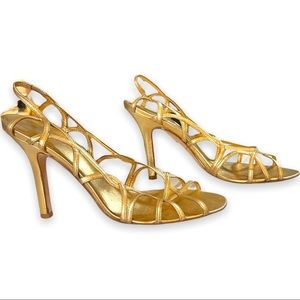 BCBG Max Azria Gold Evening Sandals
